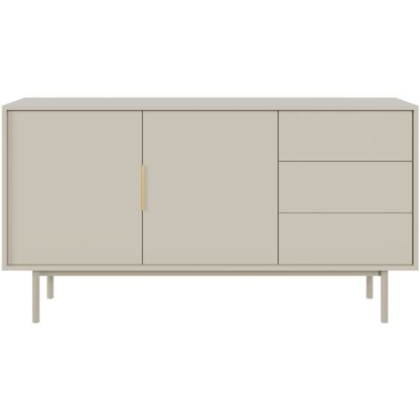 Cassettiera: 3 cassetti, 2 ante, mobile: Nero, 81,4 x 187,1 x 39,5 cm
