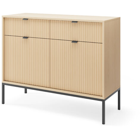 Cassettiera: 3 cassetti, 3 ante, Bianco, Nero, 154 x 83 x 39 cm, maniglie dorate