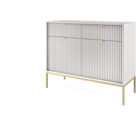 Cassettiera: 3 cassetti, 3 ante, labrador, Nero, 154 x 83 x 39 cm, maniglie nere