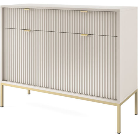 Cassettiera: 3 cassetti, 3 ante, Nero, Nero, 154 x 83 x 39 cm, maniglie dorate