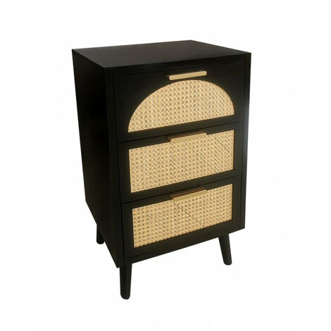Cassettiera 3 Cassetti 45x30x73 cm Josine in Legno Nero