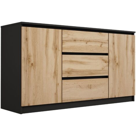 Cassettiera 3 cassetti, Antracite / Rovere Sonoma, 70 x 79 x 39 cm