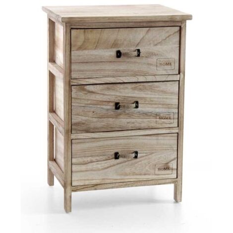 Cassettiera 3 cassetti bagno cucina Legno naturale cm 40 x 29 x 58 h