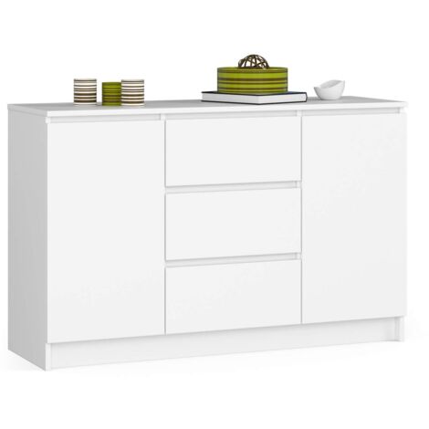 Cassettiera 3 cassetti, Bianco Opaco / Bianco Lucido, 70 x 79 x 39 cm