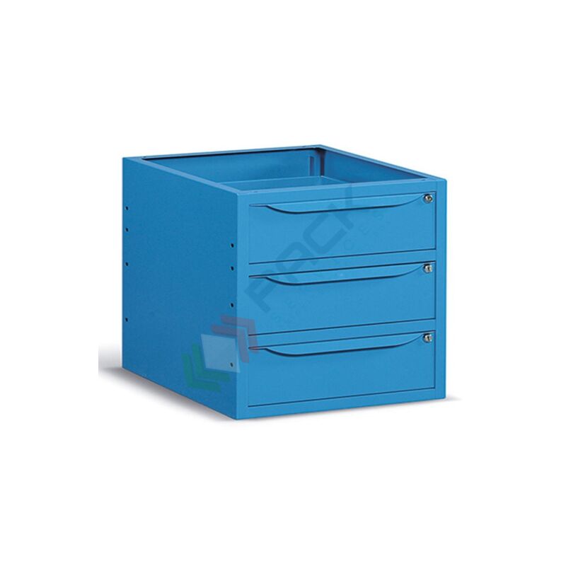 Image of Pack Services - Cassettiera per banco da lavoro con 3 cassetti, lungh. 63 cm, colore blu ral 5012 - Blu