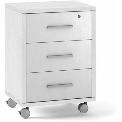 Cassettiera 3 Cassetti su Ruote 51x71x41 cm Ossido Bianco