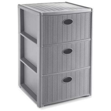 CASSETTIERA 3 ELEGANCE 40X40X60 GRIGIO mobile per bagno cucina ufficio portaoggetti in plastica