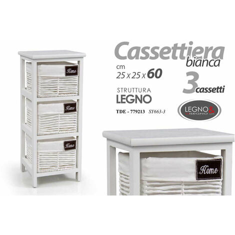 CASSETTIERA 3CASSETTI CM.25X25X59,5 BIANCA PZ