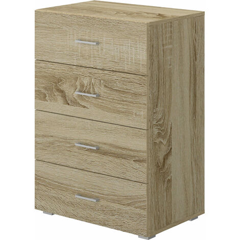 Cassettiera 4 Cassetti 60x41x87 cm in MDF Rovere