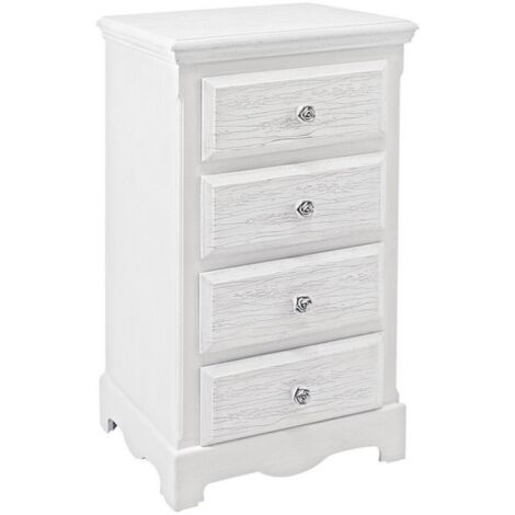 Cassettiera 4 cassetti bianco in legno stile classico