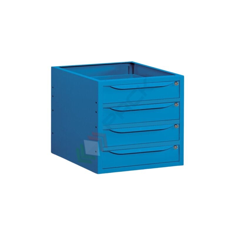Image of Pack Services - Cassettiera per banco da lavoro con 4 cassetti, lungh. 63 cm, colore blu ral 5012 - Blu