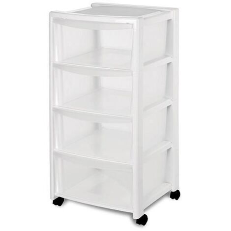CASSETTIERA 4 CASSETTI L40 P40 H80CM COLORE BIANCO