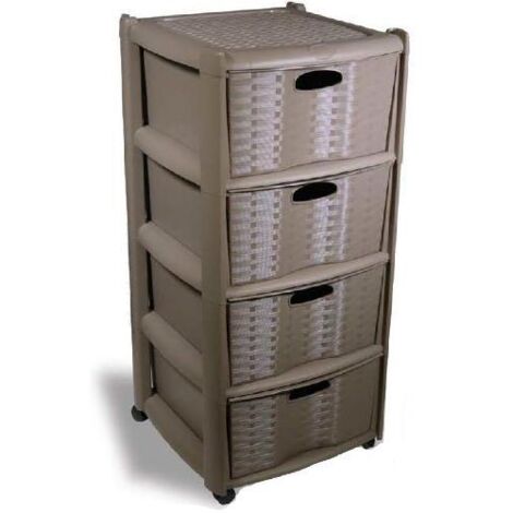 CASSETTIERA 4 CASSETTI L40 P40 H80CM RATTAN CORTECCIA MET