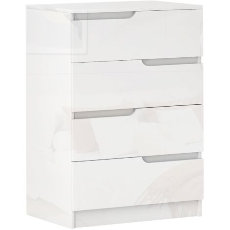 Cassettiera 4 Cassetti Moderna e Minimal 60x40x85 cm Bianco Lucido