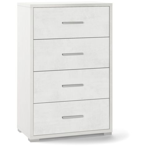 cassettiera 4 cassetti ossido bianco, 71x110x41 cm