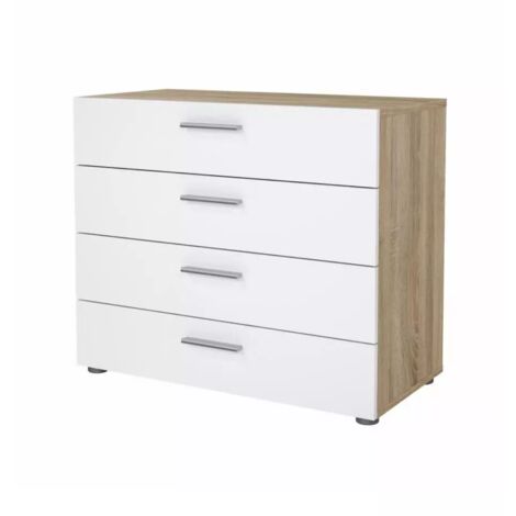cassettiera 4 cassetti "pepe" rovere e bianco lucido 80,2x40,2x68,2 cm