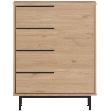 Cassettiera 4 Cassetti Rebecca Mobili Maguey 95x75x44,5 Truciolato Ferro Marrone Grigio Scuro Moderno