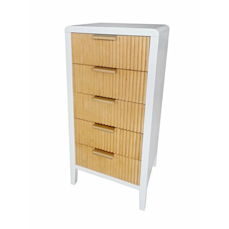 Cassettiera 5 Cassetti 40x30x92 cm Charley in Legno Bianco