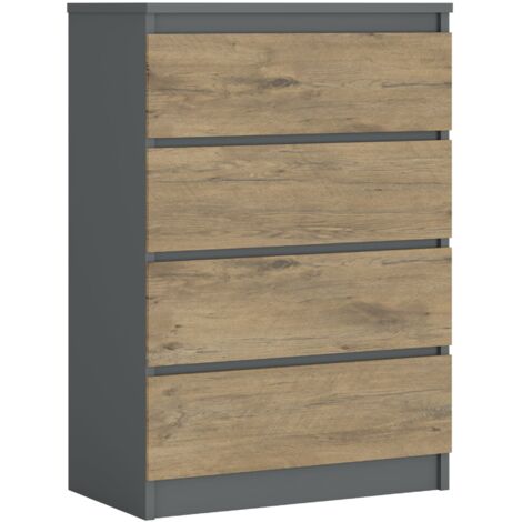 Cassettiera 5 cassetti, Bianco Opaco / Bianco Lucido, 70 x 39 x 125 cm