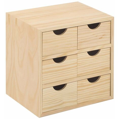 CASSETTIERA 6 CASSETTI 28x20x28 IN LEGNO DI PINO NATURALE LINEA NATURALE