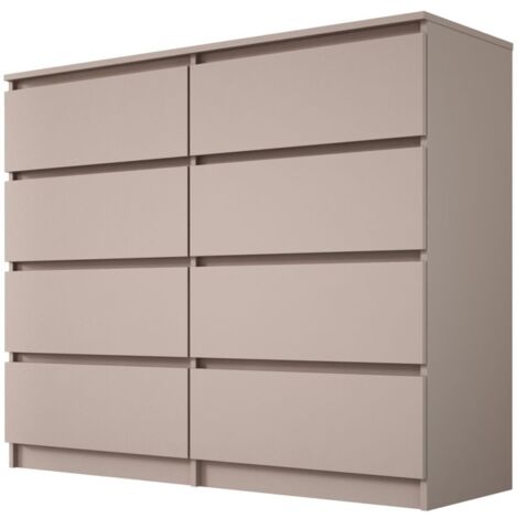 Cassettiera: 6 cassetti, Bianco, gambe nere, 154 x 39 x 83 cm, maniglie dorate