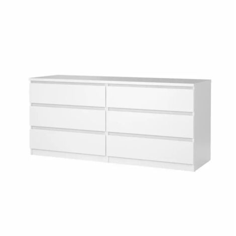 cassettiera 6 cassetti "naia" bianco lucido 153,8x50x70,1 cm