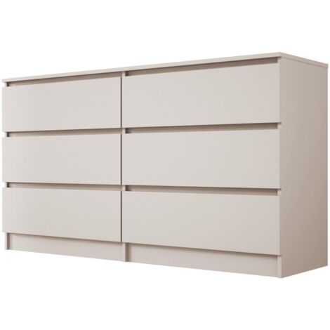 Cassettiera : 8 cassetti, Bianco Opaco / Bianco Lucido, 138 x 101 x 39 cm