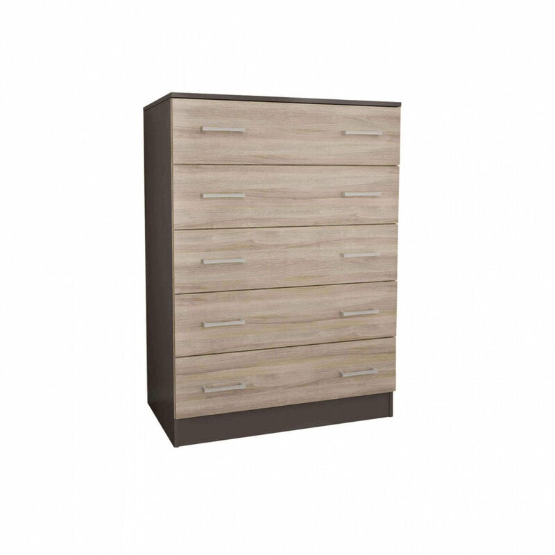 Homeness - Cassettiera 80x45x110h cm da interno casa a 5 cassetti in legno nobilitato bilaminato Linea Classic - SaddleBrown