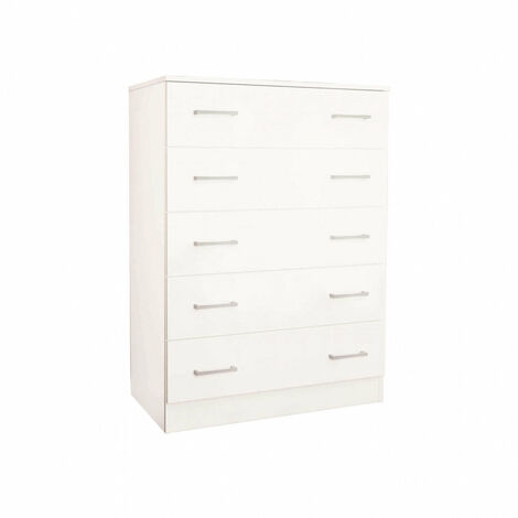 Cassettiera 80x45x110h cm da interno casa a 5 cassetti in legno nobilitato bilaminato Linea Classic -  White