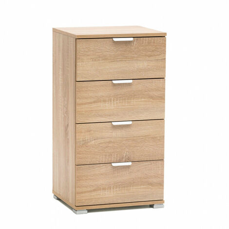 Cassettiera a 4 cassetti da interno camera da letto in legno nobilitato bilaminato Linea Classic -  Legno naturale