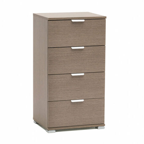 Cassettiera a 4 cassetti da interno camera da letto in legno nobilitato bilaminato Linea Classic - Rovere grigio