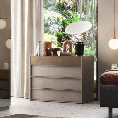 Cassettiera a 4 cassetti Mike linea Chèrie in finitura Bronzo e Rovere Mercure
