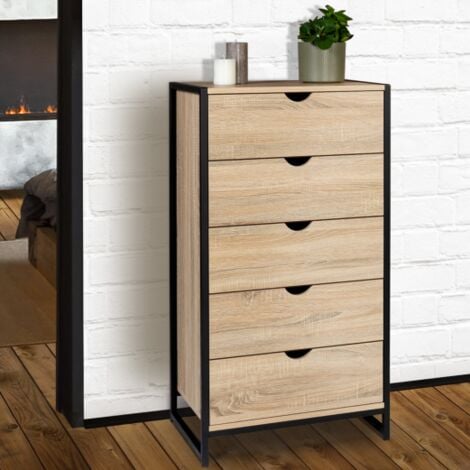 IDMARKET Cassettiera a 5 cassetti DETROIT 60 cm dal design industriale