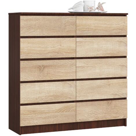 Cassettiera AKORD K120 Wengé 120 cm 10 cassetti inserto frontale Sonoma Quercia 120x40x121 cm