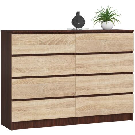 Cassettiera AKORD K140 Wengé 138 cm 8 cassetti inserto frontale Sonoma Quercia 138x40x99 cm