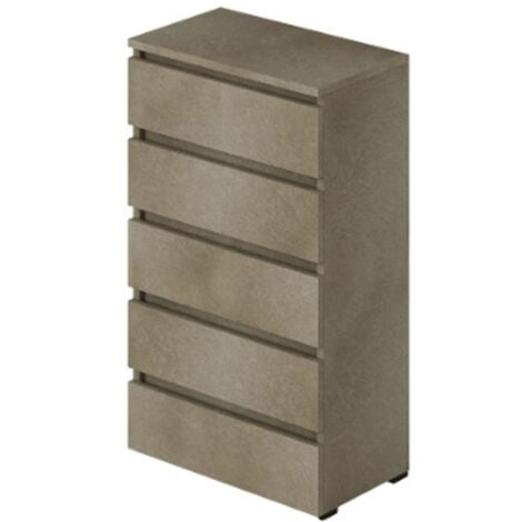 Cassettiera argilla con 5 cassetti in legno nobilitato.