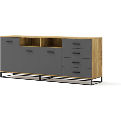 Cassettiera ARSEN 3D4S 190 cm rovere fumé/grafite