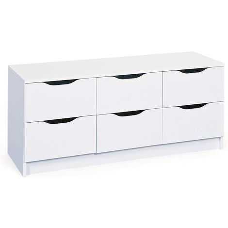 cassettiera bianca 6 cassetti, 120x40x51 cm