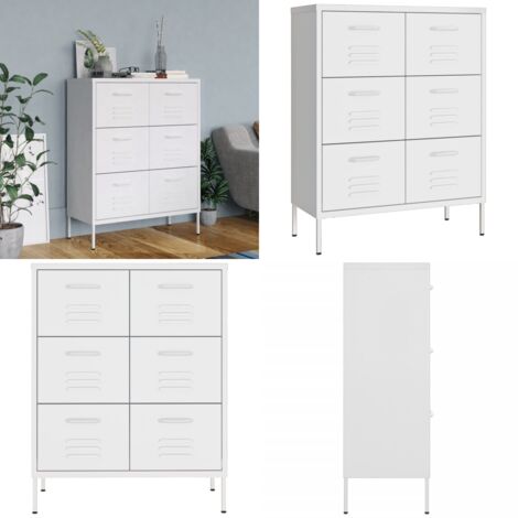 Cassettiera Bianca 80x35x101,5 cm in Acciaio - Cassettiera in acciaio - Armadio bianco