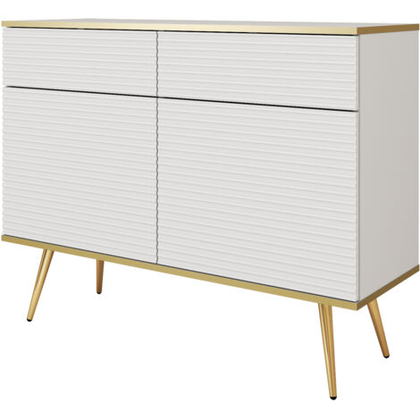 Cassettiera, Bianco / Rovere Sonoma TOP, 3 cassetti, 140 x 39 x 79 cm