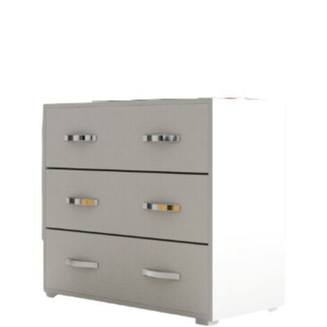 Cassettiera cameretta bianco frassinato con 3 cassetti