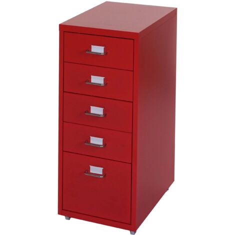 Cassettiera classificatore ufficio mobile Boston T851 con ruote 5 cassetti 69x28x41cm rosso