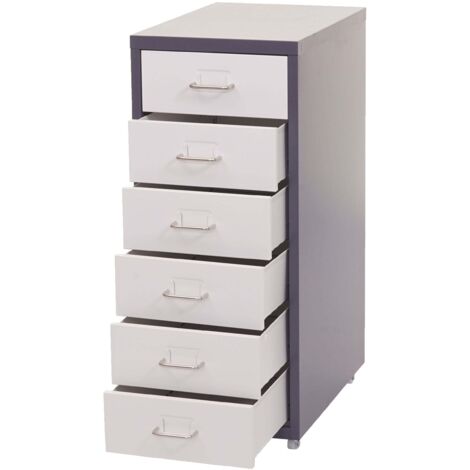 Cassettiera classificatore ufficio mobile Boston T851 con ruote 6 cassetti 69x28x41cm grigio scuro cassetti bianco