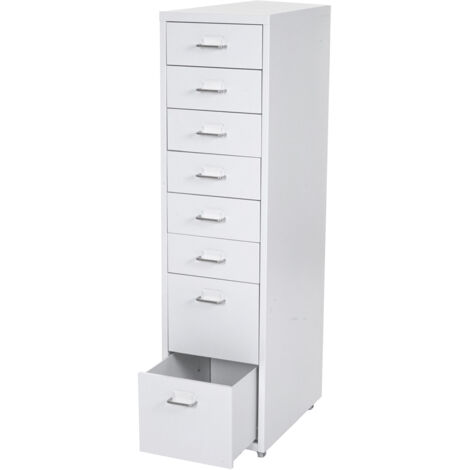 Cassettiera classificatore ufficio mobile Boston T851 con ruote 8 cassetti 110x28x41cm bianco