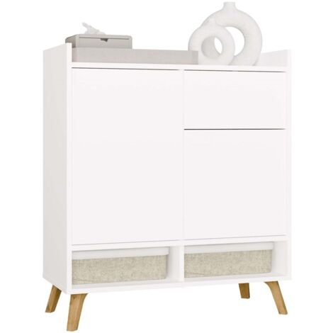 CASSETTIERA COLIN 2 ANTE 1 CASSETTO RIPIANI PER SOGGIORNO 80x92x35 CM BIANCO