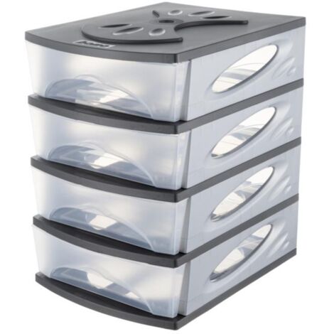 Cassettiera componibile medya box 4 cassetti 26x35x39 cm antracite bama - bama