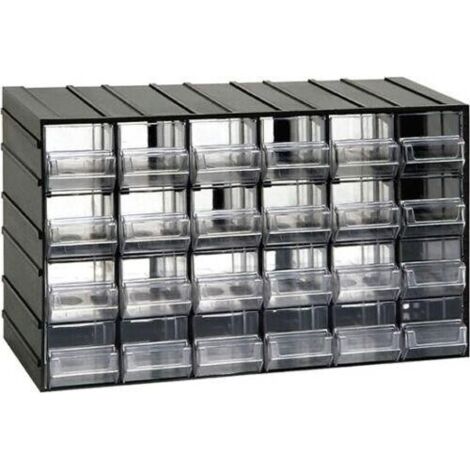 Cassettiera con 24 cassetti estraibili trasparenti portaminuteria Fervi c085/24