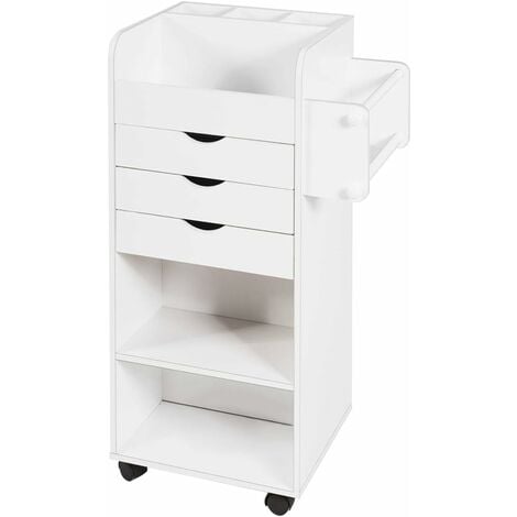 Cassettiera 40 cm con quattro cassetti in legno bianco e bambù naturale -  Devin