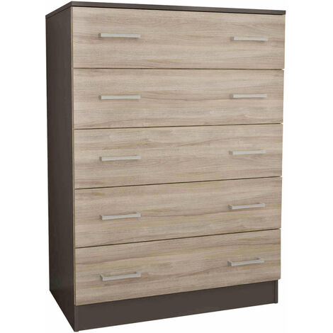 cassettiera con 5 cassetti di design moderno contemporaneo cm 80 x 45 x 111 h
