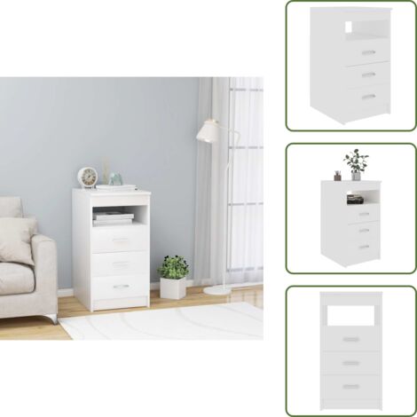 Cassettiera con mensola - vidaXL Cassettiera Bianca 40x50x76 cm in Legno Multistrato - Cassettiera per documenti